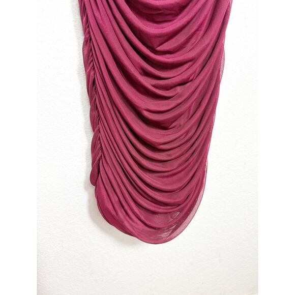 NWT Baltic Born Alessandra Mesh Midi Dress Size Large Burgundy Ruched Wedding - Picture 10 of 14